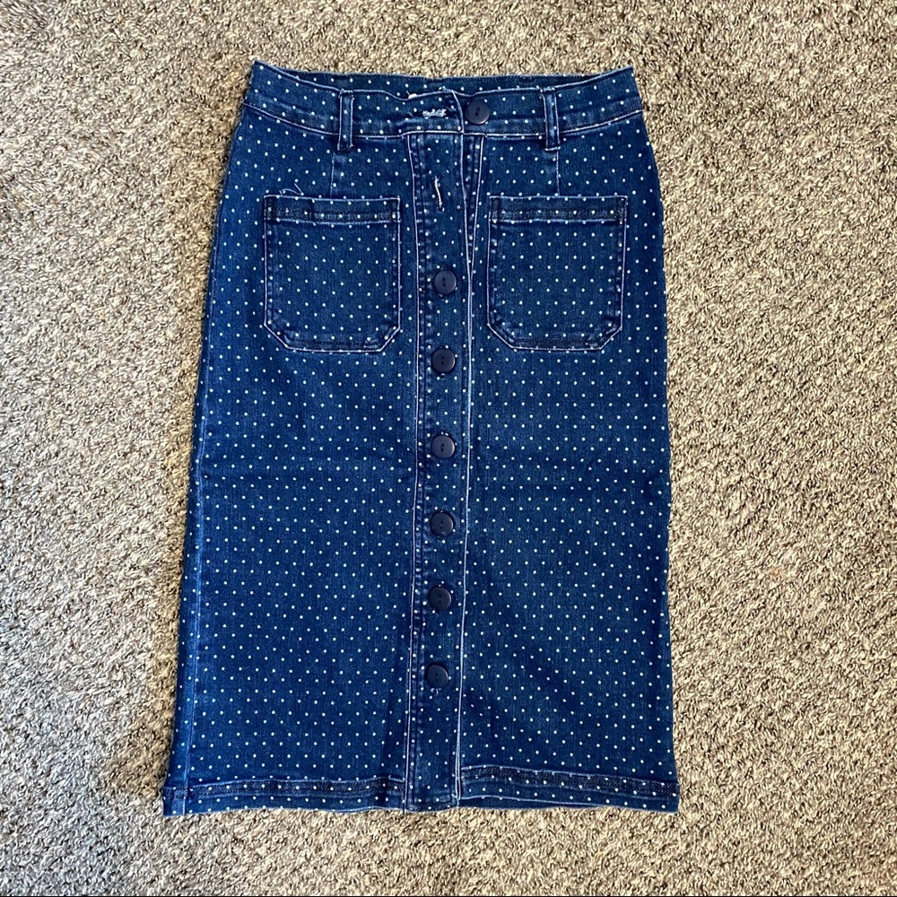 Downeast poka-dot denim skirt